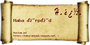 Haba Árpád névjegykártya